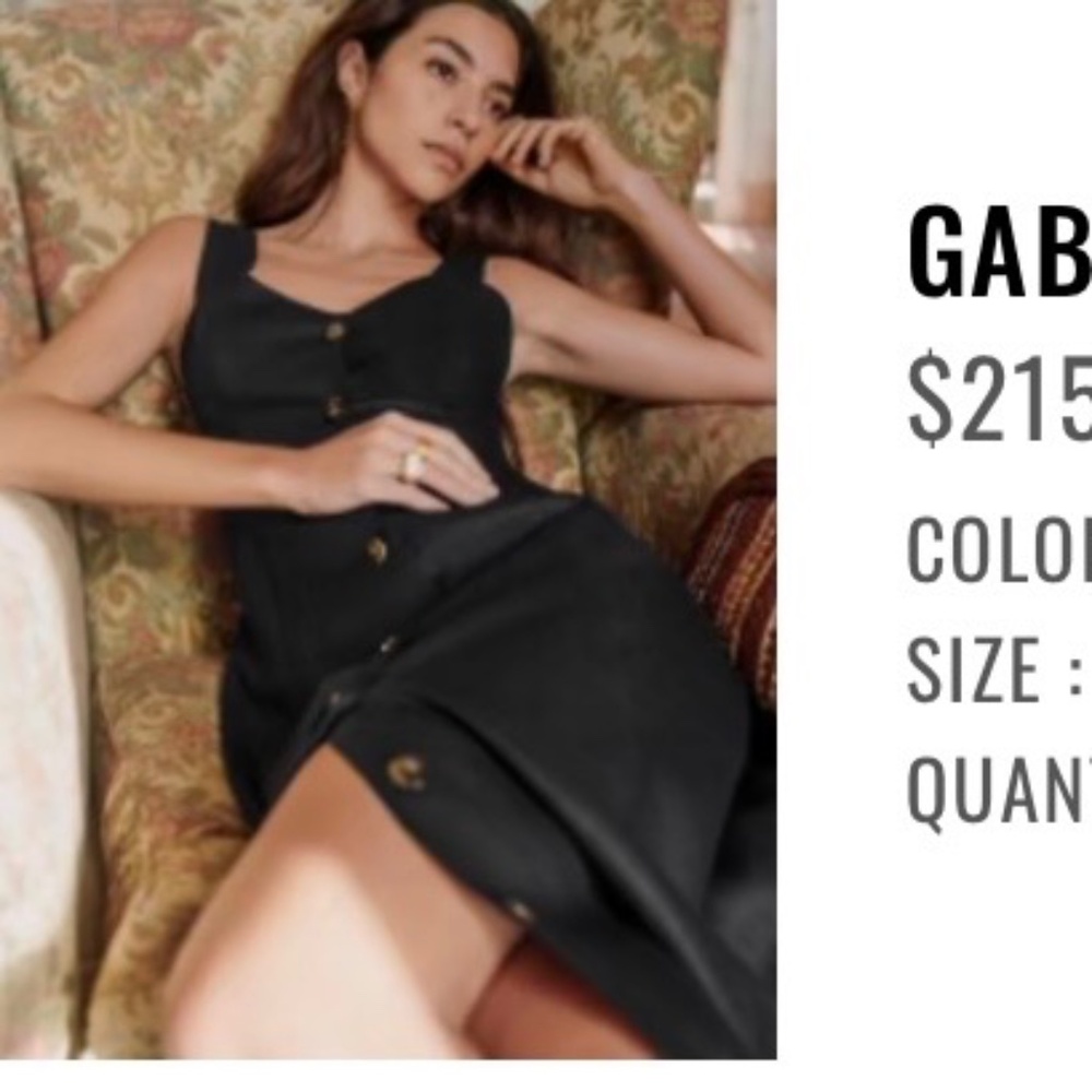 Sézane Black linen  Midi Dress size 14/46